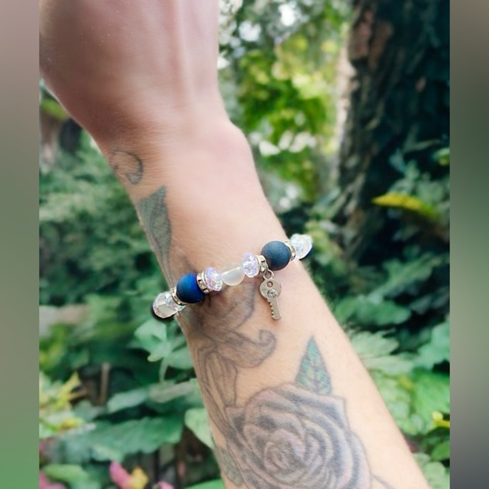 Handmade Gemstone Key Charm Bracelet